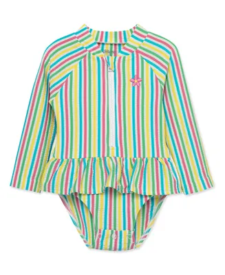 Little Me Baby Girls Rainbow Stripe Rash Guard 1-Piece Swimsuit