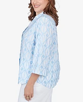 Ruby Rd. Plus Size Trellis Embroidered Cotton Button Front Top