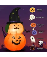 5 Feet Halloween Inflatable Led Pumpkin with Witch Hat