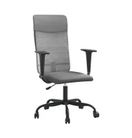 Office Chair Gray Mesh Fabric and Faux Leather