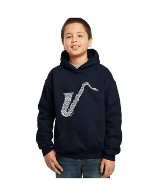 Boy's Word Art Hooded Sweatshirt - Sax