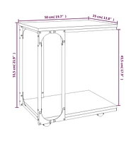 Side Table with Wheels Smoked Oak 19.7"x13.8"x21.9" Engineered Wood