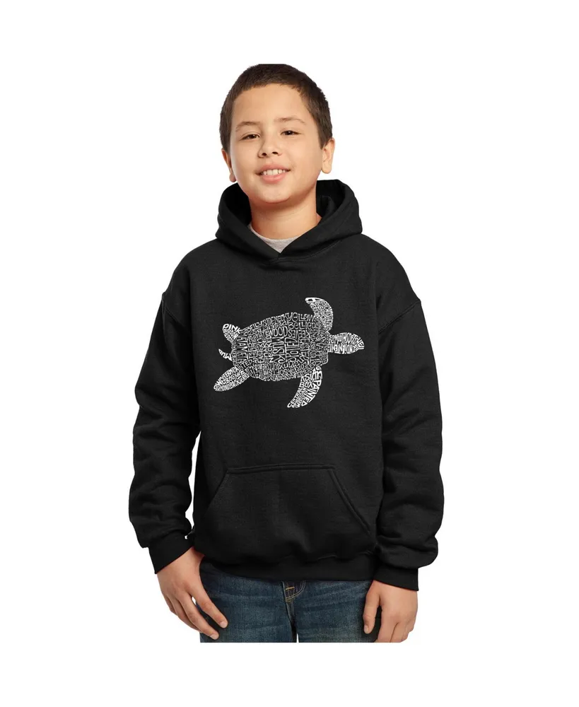Boy's Word Art Hooded Sweatshirt - Turtle