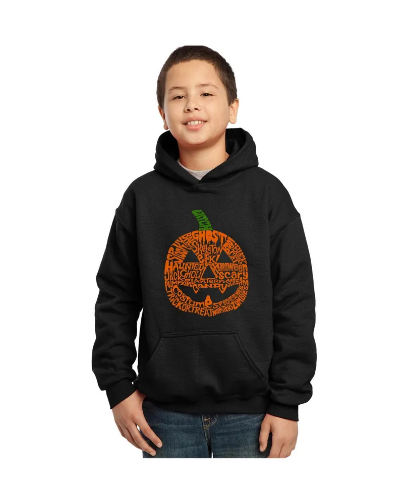 Boy's Word Art Hooded Sweatshirt - Pumpkin