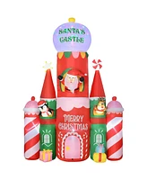 Homcom Giant 10ft Christmas Inflatables Decorations Candy Castle Santa Claus w/ Light - Multi