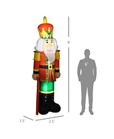 Homcom 8' Inflatable Christmas Nutcracker Soldier, Blow-Up Led Yard Display - Multi