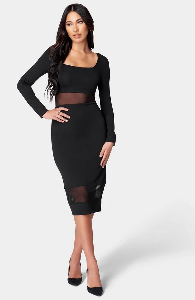Bebe Women's Square Neck Midi Dress