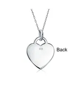 Bling Jewelry Tiny Minimalist Blank Plain Flat Heart Shape Initial Pendant Necklace For For Women Sterling Silver