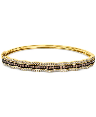 Le Vian Chocolate Diamond & Nude Diamond Scalloped Bangle Bracelet (1-7/8 ct. t.w.) in 14k White Gold (Also Available in Rose Gold and Yellow Gold)