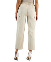 Tahari Asl Women's Mid Rise Drawstring-Waist Cropped Cargo Pants