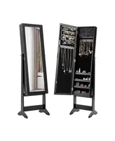 Sugift Mirrored Standing Jewelry Cabinet Storage Box