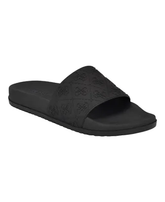 Guess Men's Oiyan Embossed Branded Fashion Slide Sandal