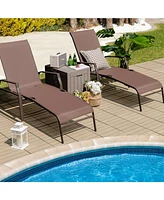 2 Pieces Patio Folding Chaise Lounge Chair Set with Adjustable Back