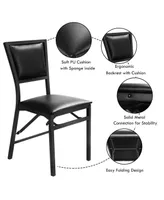 Set of 2 Metal Folding Dining Chair with Space Saving Design