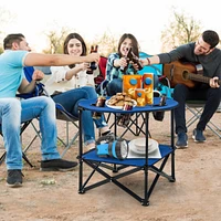Sugift 2-Tier Portable Picnic Table with Carrying Bag and 4 Cup Holders