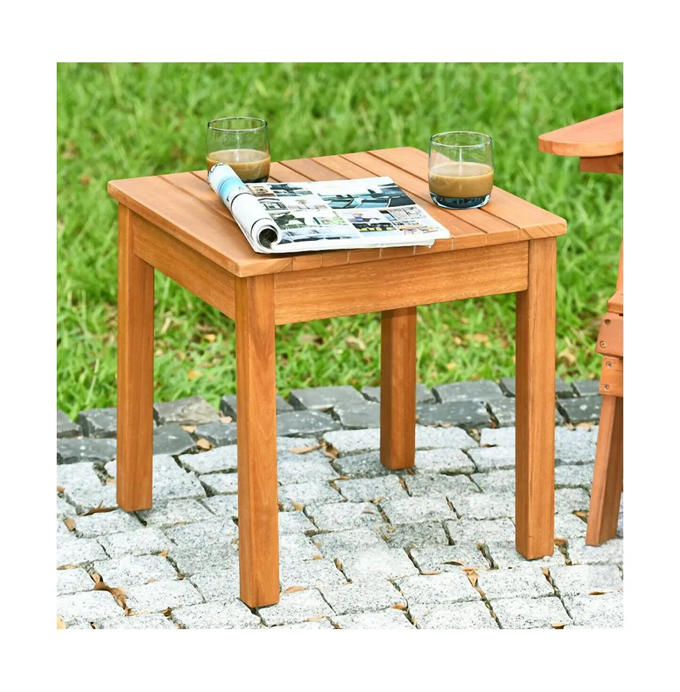 Sugift Wooden Square Patio Coffee Bistro Table