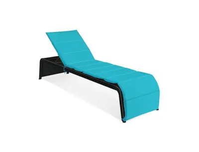 Adjustable Patio Rattan Lounge Chair with Cushioned