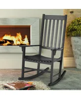 Indoor Outdoor Wooden High Back Rocking Chair-Black