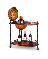Vintage like Globe Rolling Wine Bar Cart with Extra Shelf