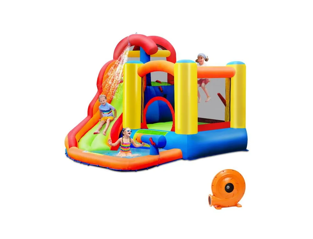 6-in-1 Water Park Bounce House for Outdoor Fun with Blower and Splash Pool