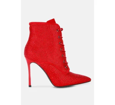 Head On Faux Suede Diamante Ankle Boots