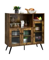 Sugift Buffet Storage Cupboard with Glass Door and Adjustable Shelves