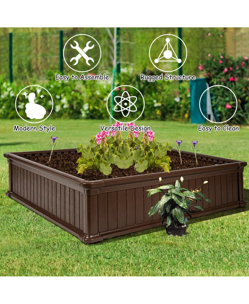 48 Inch Raised Garden Bed Planter for Flower Vegetables Patio-Brown