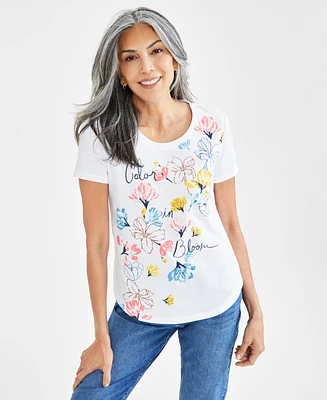 Style & Co Petite Floral Graphic T-Shirt, Created for Macy's