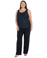 R & M Richards Plus 3-Pc. Embellished Jacket, Tank Pants Set