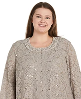 R & M Richards Plus 3-Pc. Embellished Jacket, Tank Pants Set