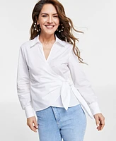 I.n.c. International Concepts Petite Collared Waist-Tie Blouse, Created for Macy's