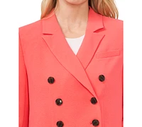 CeCe Women's Solid Double Breasted Notched Collar Cropped Blazer