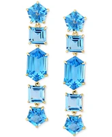 Effy Blue Topaz Mixed Cut Linear Drop Earrings (17-1/2 ct. t.w.) in 14k Gold