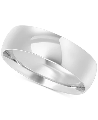 Men's Polished Comfort Fit Wedding Band in 10k White Gold, Created for Macy's