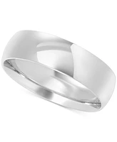 Men's Polished Comfort Fit Wedding Band in 10k White Gold, Created for Macy's