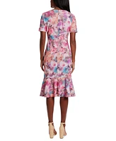 London Times Petite Twisted Floral Fit & Flare Dress