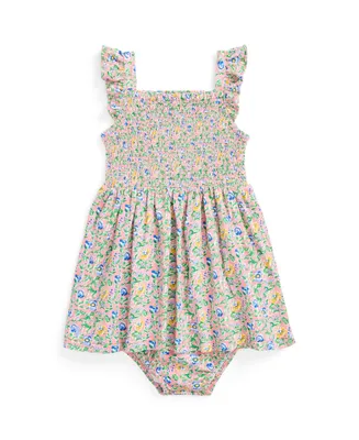 Polo Ralph Lauren Baby Girls Floral Smocked Cotton Dress and Bloomer Set