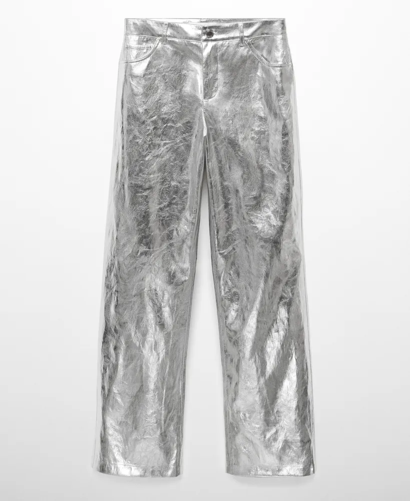 Mango Women's Metalised Wideleg Trousers