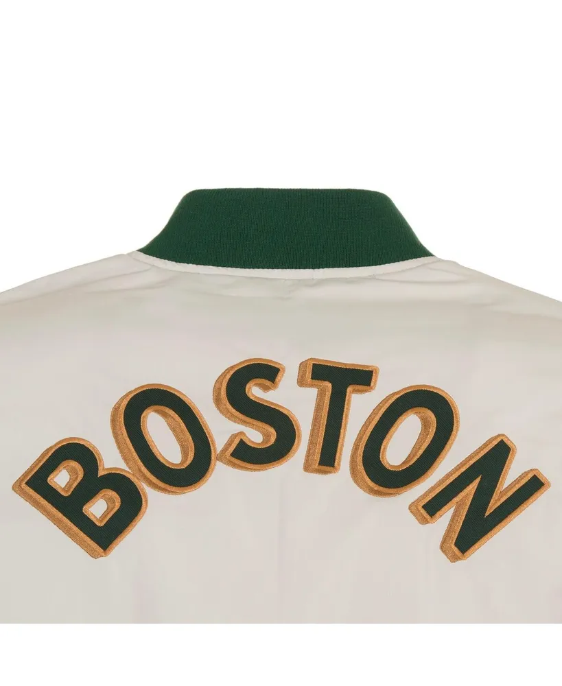 Men's Jh Design Cream Boston Celtics 2023/24 City Edition Nylon Full-Zip Bomber Jacket