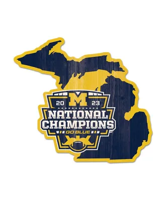 Wincraft Michigan Wolverines College Football Playoff 2023 National Champions 11" x 17" State-Shaped Wood Sign