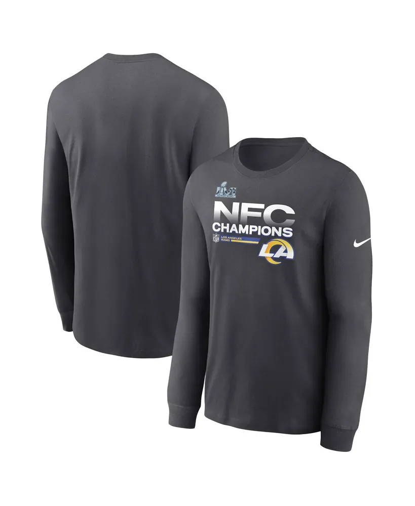 Men's Nike Anthracite Los Angeles Rams 2021 Nfc Champions Locker Room Trophy Collection Long Sleeve T-shirt