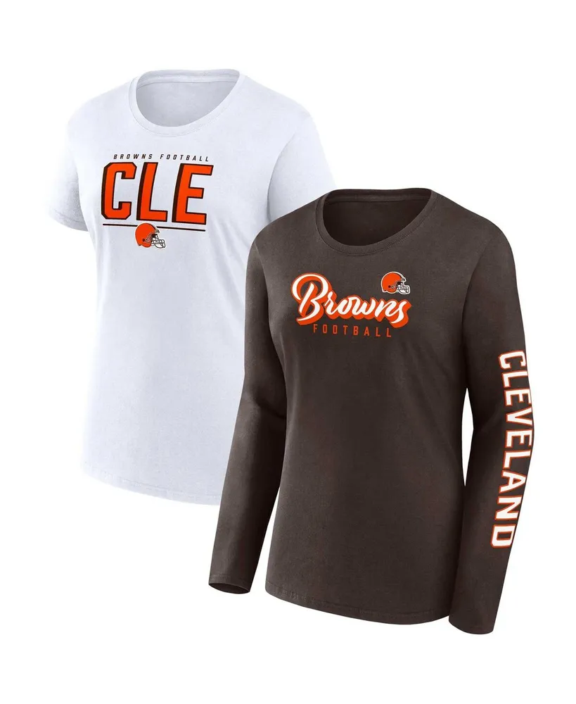 Women's Fanatics Brown, White Cleveland Browns Two-Pack Combo Cheerleader T-shirt Set