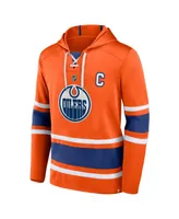 Men's Fanatics Connor McDavid Orange Edmonton Oilers Name and Number Lace-Up Pullover Hoodie