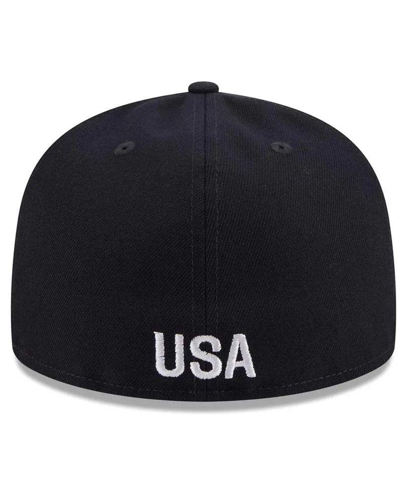 Men's New Era Navy Usmnt Text 59FIFTY Fitted Hat