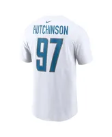 Men's Nike Aidan Hutchinson White Detroit Lions Player Name and Number T-shirt