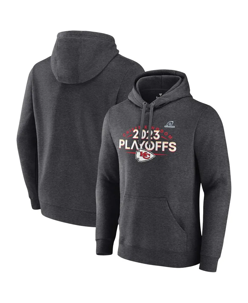 Men's Fanatics Heather Charcoal Kansas City Chiefs 2023 Nfl Playoffs Fleece Pullover Hoodie