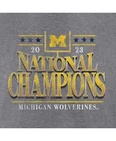 Women's Fanatics Heather Gray Michigan Wolverines College Football Playoff 2023 National Champions Outstanding Achievement Retro Tri-Blend V-Neck T