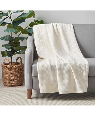 Arkwright Home Host & 100% Cotton Basketweave Lightweight Throw, 50" x 70"