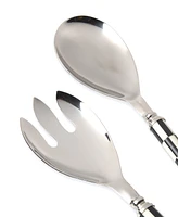 Godinger Signature Collection Stainless Steel Salad Servers with Black Resin Checkered Border