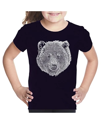 Girl's Word Art T-shirt - Bear Face
